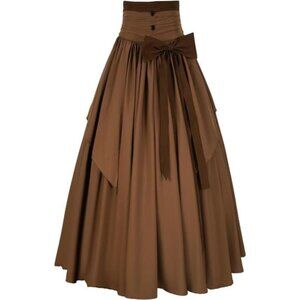 Womens Victorian Renaissance Medieval Maxi Skirt High Waist Elastic Costume